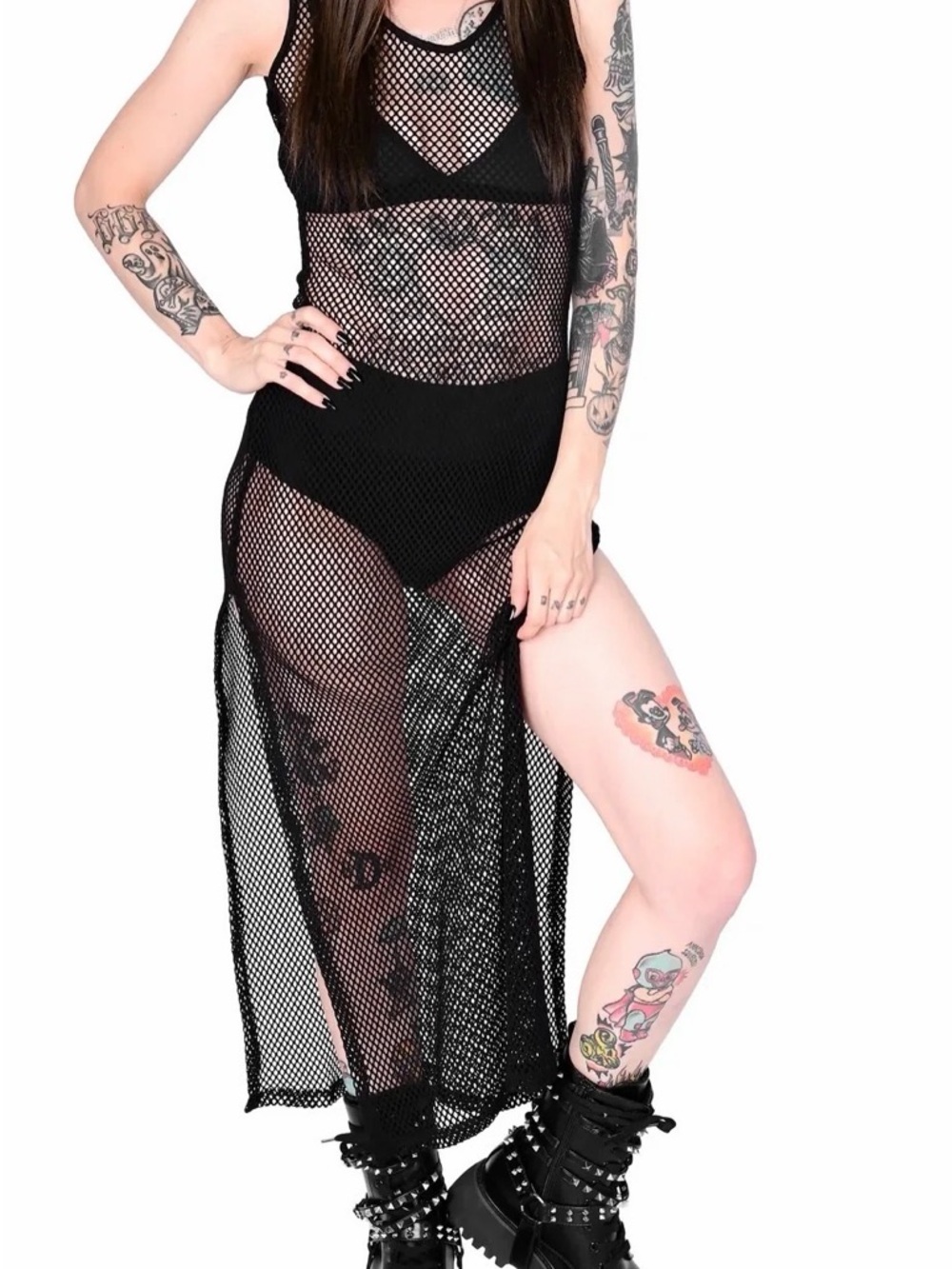 Foxblood Black Fishnet Maxi Dress Cover-Up -
